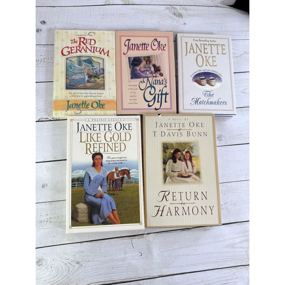 Janette Oke Lot 5 Books Red Geranium Nana's Gift Matchmakers Like Gold Refined